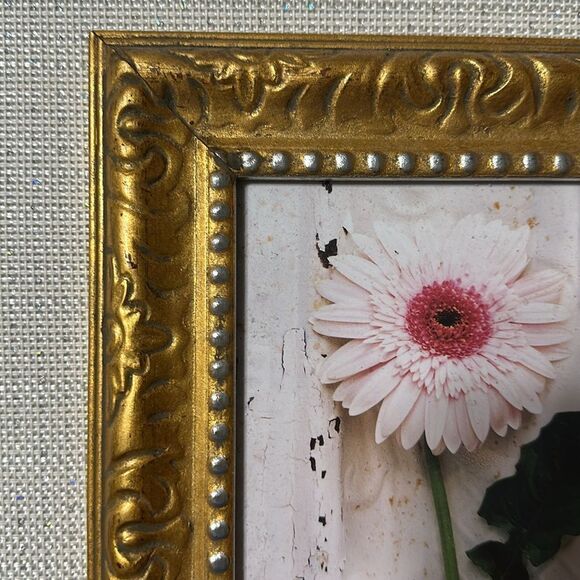 ULTIMA Vintage Style Gold Leaf Laser w/Drawn Silver Beads 5 x 7 Picture Frame - Picture 8 of 11